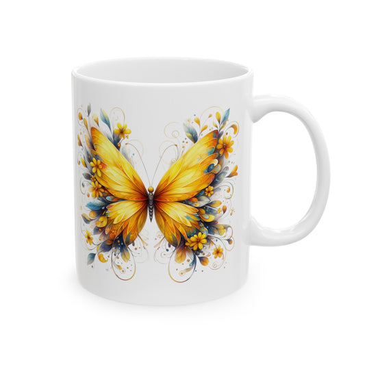 Graceful Wings Mug: Elegant Butterfly Artwork to Brighten Your Day
